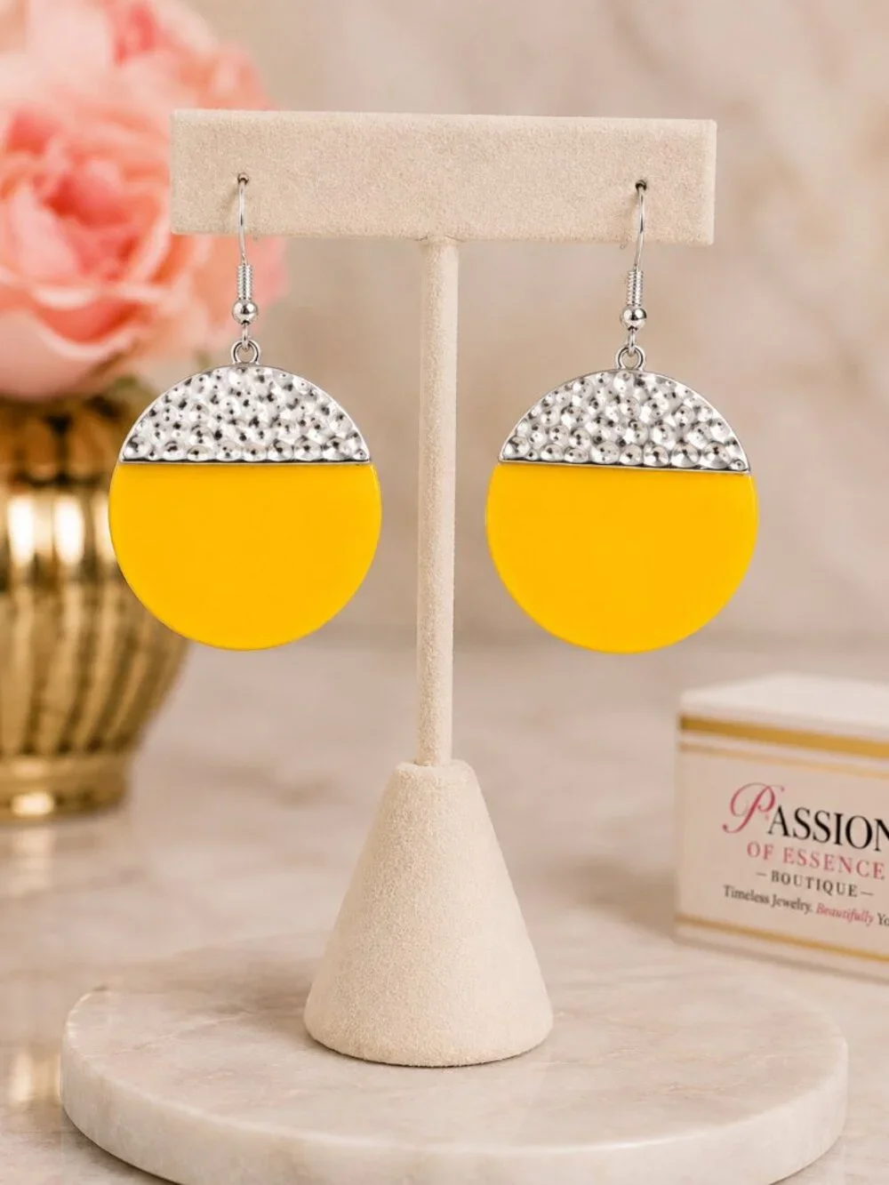 Sunshine Statement Silver-Tone Textured Drop Earrings